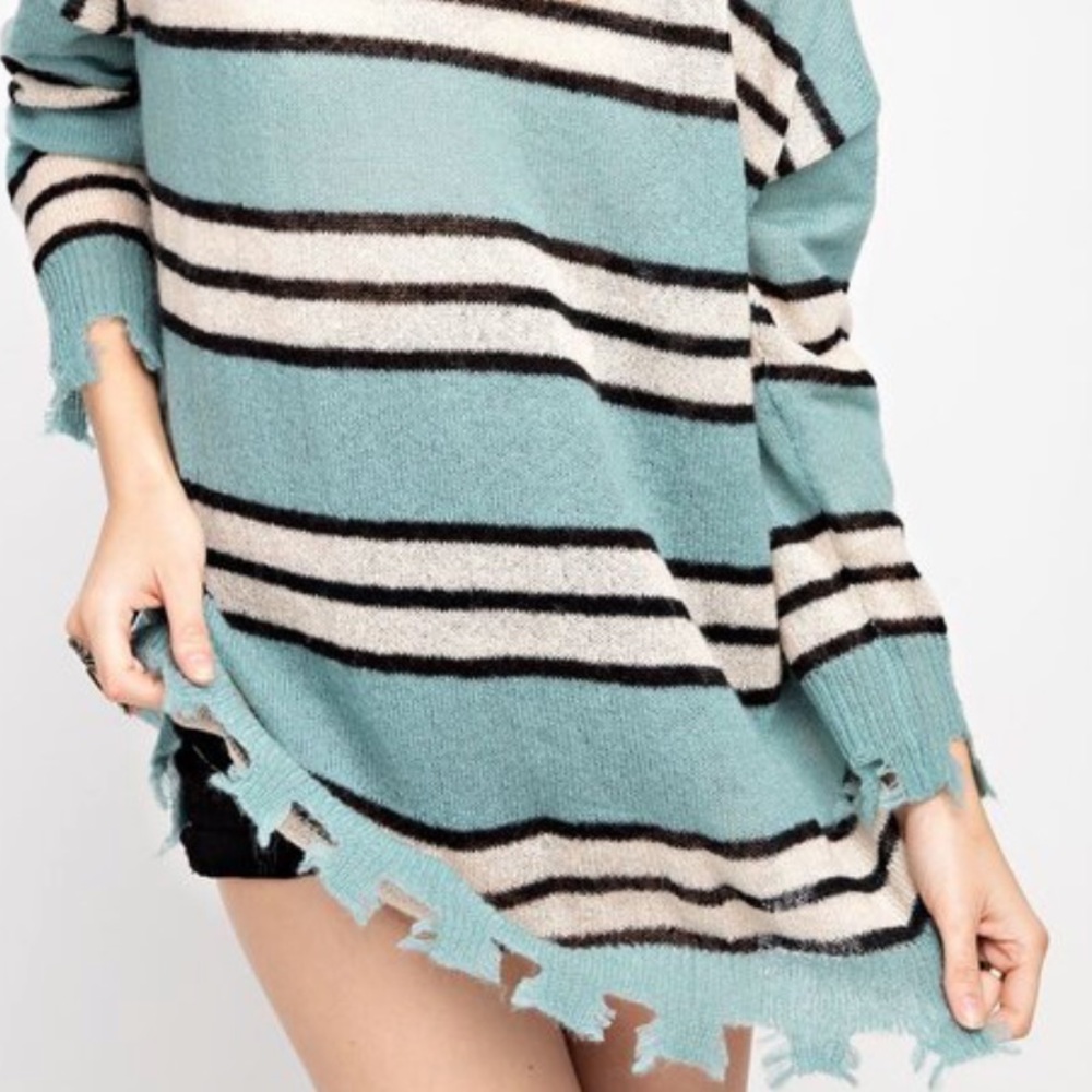 KENNY SOFT DISTRESSED STRIPED KNIT Top - Sweater - Picture 4 of 6